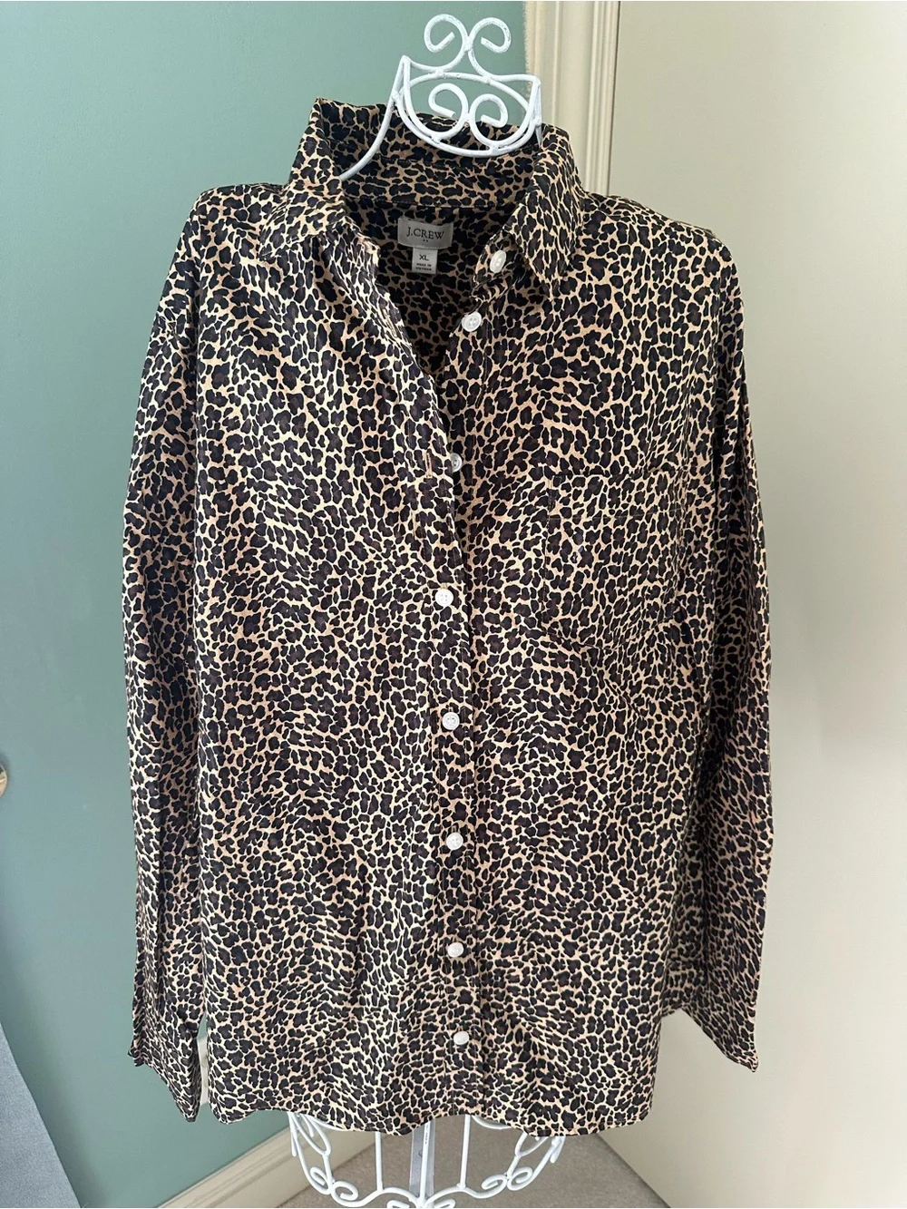 J. Crew Leopard-Print Button-Up Shirt in Brown and Black